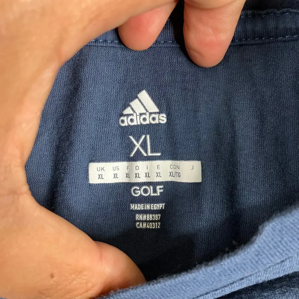 Adidas T-Shirt Mens XL Navy Blue Golf Athletic Casual Crewneck Short Sleeve‎
